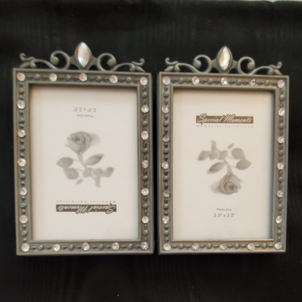 Two Black Gray and Jewels Picture Frames